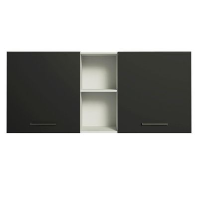 Armário Aéreo 150 Cm 2 Portas E 2 Nichos Branco/Preto