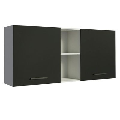 Armário Aéreo 150 Cm 2 Portas E 2 Nichos Branco/Preto