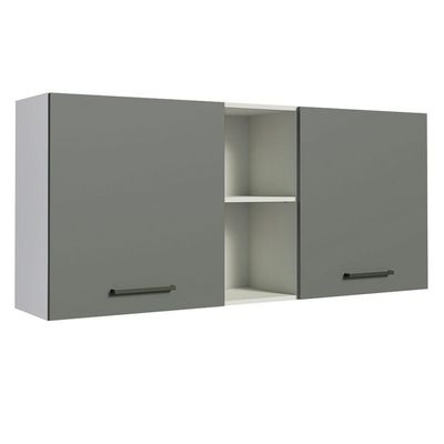 Armário Aéreo 150 Cm 2 Portas E 2 Nichos Branco/Cinza