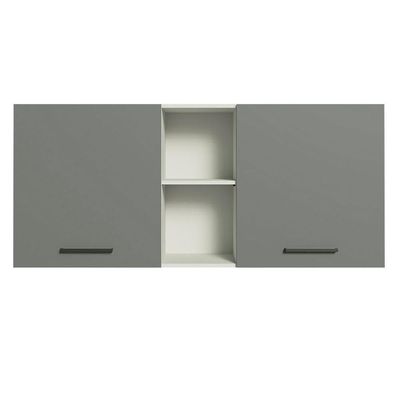 Armário Aéreo 150 Cm 2 Portas E 2 Nichos Branco/Cinza