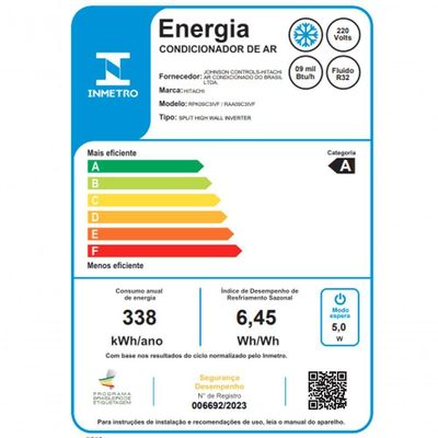 Ar Condicionado Split Hi Wall Inverter Hitachi Airhome 9.000 BTUS Frio 220v R-32