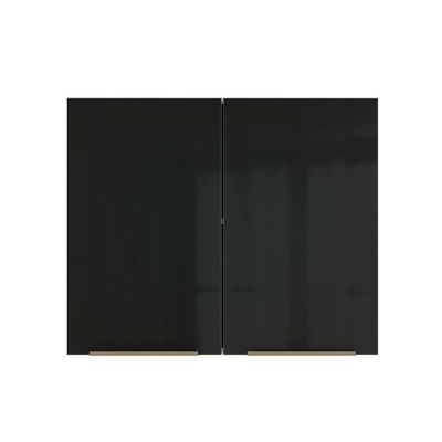 Armário Aéreo Madesa Lux 80cm 2 Portas Branco Preto