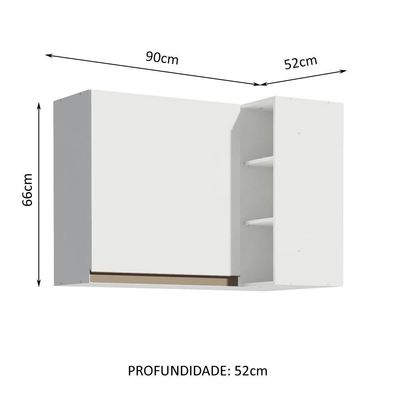 Armário Aéreo de Canto Reims 1 Porta Adega Branco Madesa