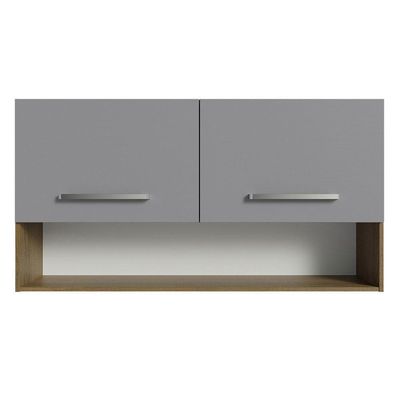 Armário Aéreo Cozinha 105cm 2 Portas 1 Nicho Rustic/cinza Emilly Madesa Rustic/cinza