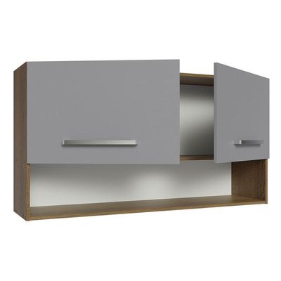 Armário Aéreo Cozinha 105cm 2 Portas 1 Nicho Rustic/cinza Emilly Madesa Rustic/cinza