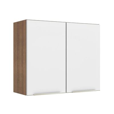 Armário Aéreo 80 Cm 2 Portas Rustic/Branco Veludo