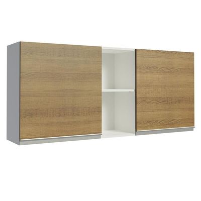 Armário Aéreo 150 Cm 2 Portas E 2 Nichos Branco/Rustic