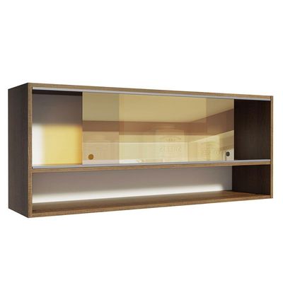 Armário Aéreo 2 Portas Correr Vidro 1 Nicho Glamy, E Rustic