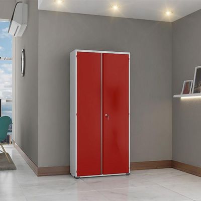 Armário Aço Escritório Fechadura 3Prateleiras Ea303 Vermelho