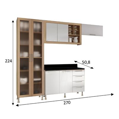 Armario Cozinha Completo Ditália Aspen 4 Pçs Carvalho/br A48