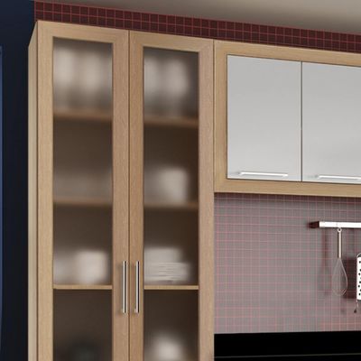 Armario Cozinha Completo Ditália Aspen 4 Pçs Carvalho/br A48