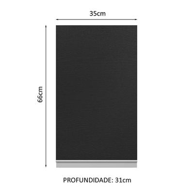 Armário Aéreo 100% Mdf 35 Cm 1 Porta Branco/preto Acordes Madesa