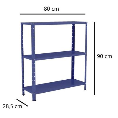 Estante Aço 3 Prateleiras Livros Cozinha Quarto Eaf007 Azul