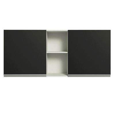 Armário Aéreo 150 Cm 2 Portas E 2 Nichos Branco/Preto
