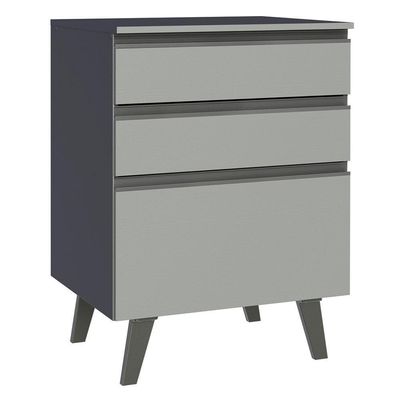 Balcão 60 Cm 3 Gavetas Com Pés Cinza Nice Madesa Cinza
