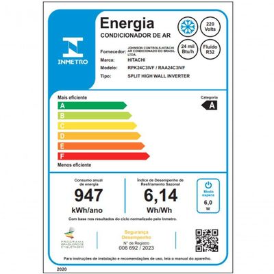 Ar Condicionado Split Hi Wall Inverter Hitachi Airhome 24.000 Btus Frio 220v R-32