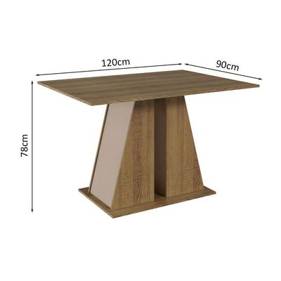 Conjunto Sala De Jantar Mesa Tampo De Madeira 6 Cadeiras Rustic/crema/preto Wendy Madesa