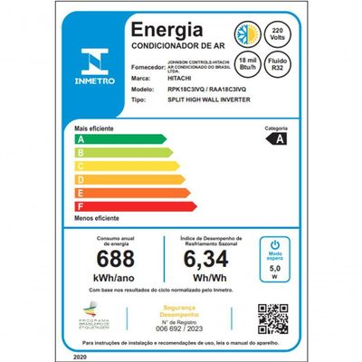 Ar Condicionado Split Hi Wall Inverter Hitachi Airhome 18.000 Btus Quente E Frio 220v R-32