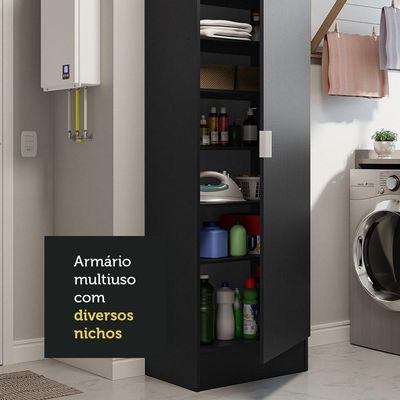 Armário Multiuso 60 Cm 1 Porta Preto Madesa Preto