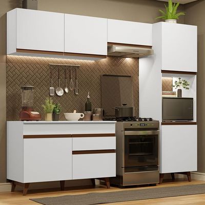 Armário De Cozinha Completa 250Cm Branco