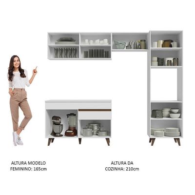 Armário De Cozinha Completa 250Cm Branco