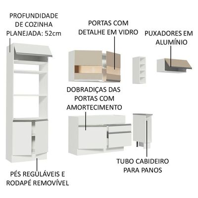 Cozinha Completa Safira com Armário e Balcão + Tampo Madesa