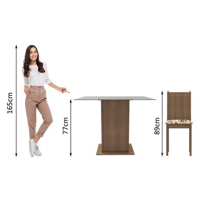 Conjunto Sala de Jantar Maya Mesa 4 Cadeiras Madesa