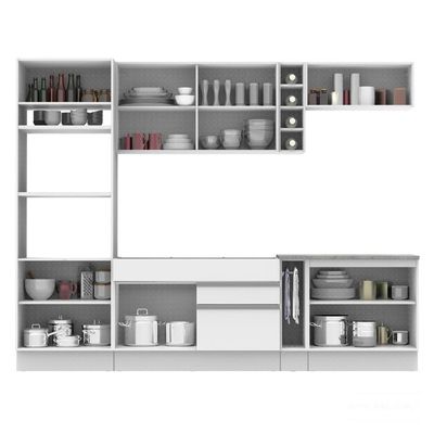Cozinha Completa Vicenza Branco/Crema Armário Balcão Madesa