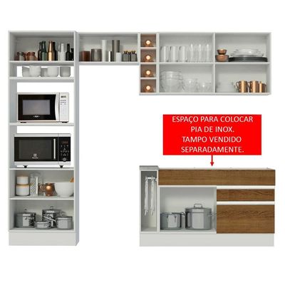 Cozinha Jade com Armário e Balcão sem Tampo e Pia Madesa