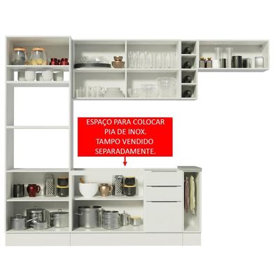 Cozinha Completa Madesa Stella 290002 com Armário e Balcão