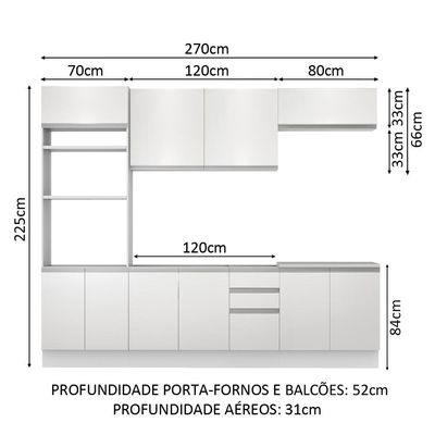 Cozinha Glamy Viena 10 Portas 3 Gavetas Branca Madesa