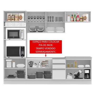 Cozinha Glamy Viena 10 Portas 3 Gavetas Branca Madesa