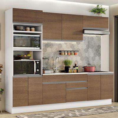 Armário De Cozinha 270cm Branco/Rustic13 Branco/Rustic