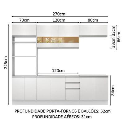 Cozinha Completa Glamy Atenas 10 Portas 3 Gavetas Madesa