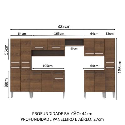 Cozinha Completa Emilly Armário e Balcão Rustic Madesa