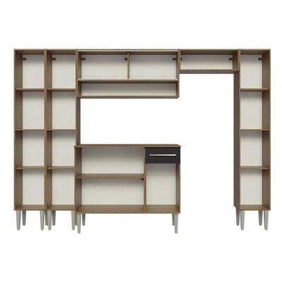 Armário De Cozinha Completa 261Cm Madesa 04 Rustic/Preto