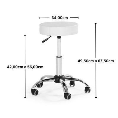 Banqueta Mocho Sem Encosto Com Regulagem De Altura - Branco