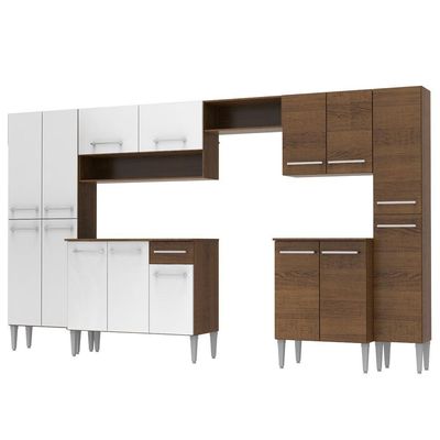 Cozinha Completa Emilly Armário Balcão Branco/Rustic Madesa