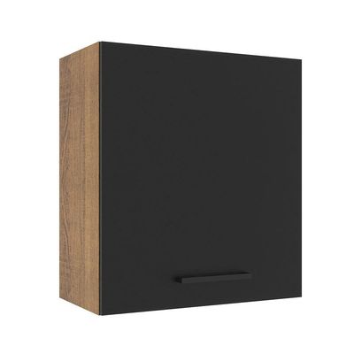 Armário Aéreo Madesa Agata 60cm 1 Porta Rustic Preto