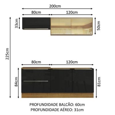 Cozinha Completa Madesa Armário E Balcão 5 Portas 2 Gavetas