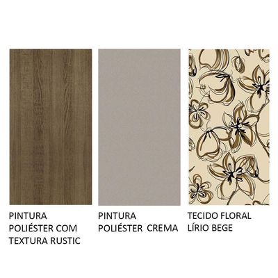 Conjunto Sala De Jantar Mesa Tampo De Vidro 4 Cadeiras Rustic/crema/lírio Bege