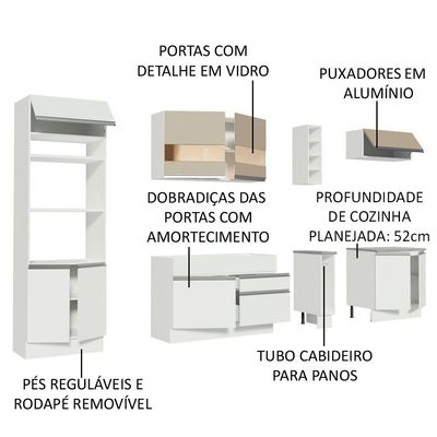 Cozinha Completa Vicenza com Armário e Balcão + Tampo Madesa