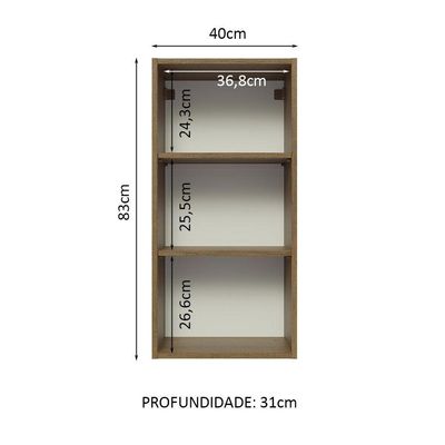 Armário Aéreo 40 X 83 Cm 1 Porta Rustic/branco Veludo Lux Madesa Rustic/branco Veludo