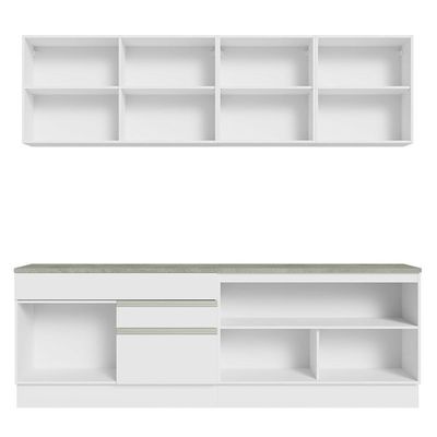 Armário De Cozinha Completa 240cm Branco Glamy Madesa 06 Branco