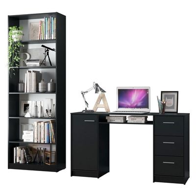 Escrivaninha Alaska e Estante Livreiro 6908 Preto