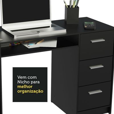Escrivaninha Alaska e Estante Livreiro 6908 Preto