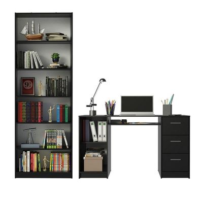 Escrivaninha Alaska e Estante Livreiro 6908 Preto