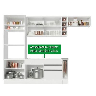 Cozinha Completa Safira com Armário e Balcão + Tampo Madesa