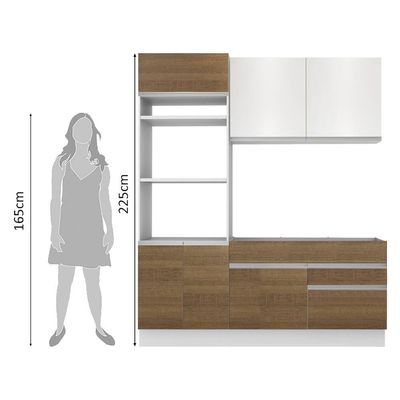 Cozinha Glamy Laura 6 Portas 2 Gavetas Branca/Rustic Madesa