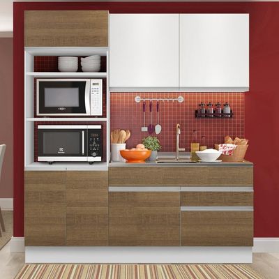 Cozinha Glamy Laura 6 Portas 2 Gavetas Branca/Rustic Madesa